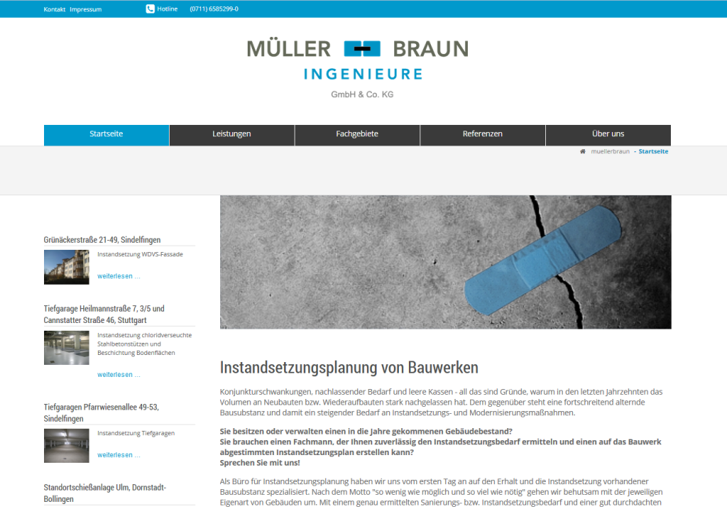 Nachher Foto des Relaunch und Update der Firmenwebseite von Müller Braun Ingenieure GmbH & Co. KG