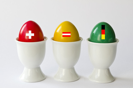 Bild von 3 Eiern als Symbol für drei Länder