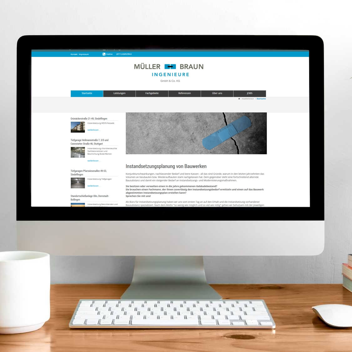 Abbildung der Webseite für Müller und Braun Ingenieure, Fellbach bei Stuttgart Abbildung der Webseite für Müller und Braun Ingenieure, Fellbach bei Stuttgart