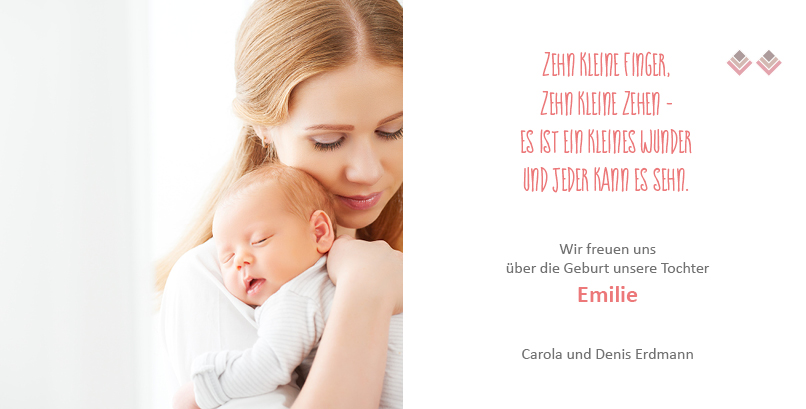Karten zur Geburt eines Kindes